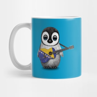 Baby Penguin Playing Bosnian Flag Guitar Mug